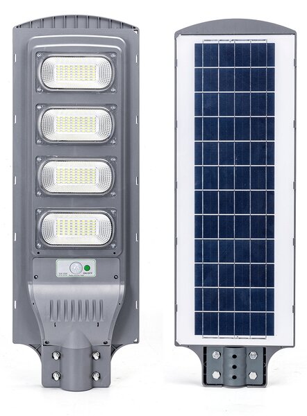 Lampione stradale Led 200W Grigio con pannello solare IP65 Bianco freddo 6500K con sensore crepuscolare e di movimento Aigostar
