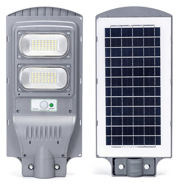 Lampione stradale Led 100W Grigio con pannello solare IP65 Bianco freddo 6500K con sensore crepuscolare e di movimento Aigostar