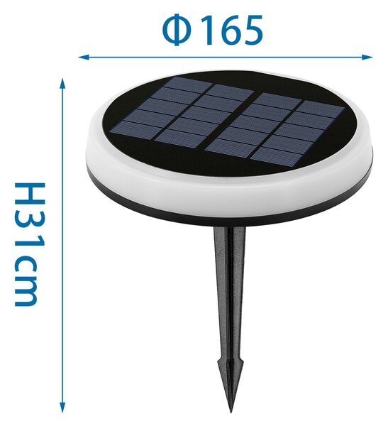 Faretto segnapassi Led 0,6W Bianco e Nero con pannello solare IP65 RGB con sensore crepuscolare Aigostar