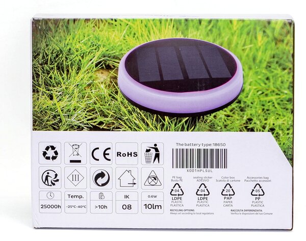 Faretto segnapassi Led 0,6W Bianco e Nero con pannello solare IP65 RGB con sensore crepuscolare Aigostar