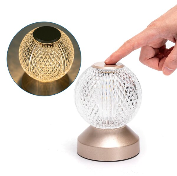 Lampada da tavolo Led touch Sphere Beige 1W a batteria ricaricabile USB Type-C con luce regolabile Aigostar