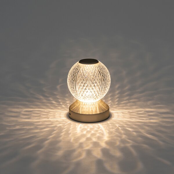 Lampada da tavolo Led touch Sphere Beige 1W a batteria ricaricabile USB Type-C con luce regolabile Aigostar
