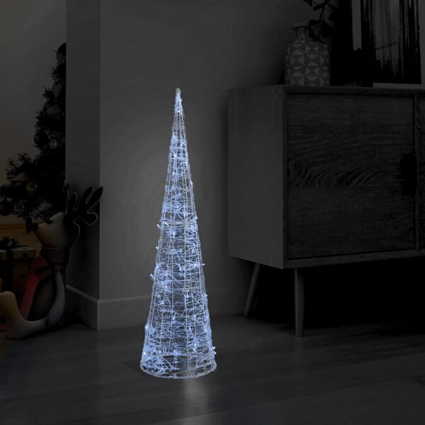 Piramide Decorativa Cono Luce LED Acrilico Bianco Freddo 90 cm