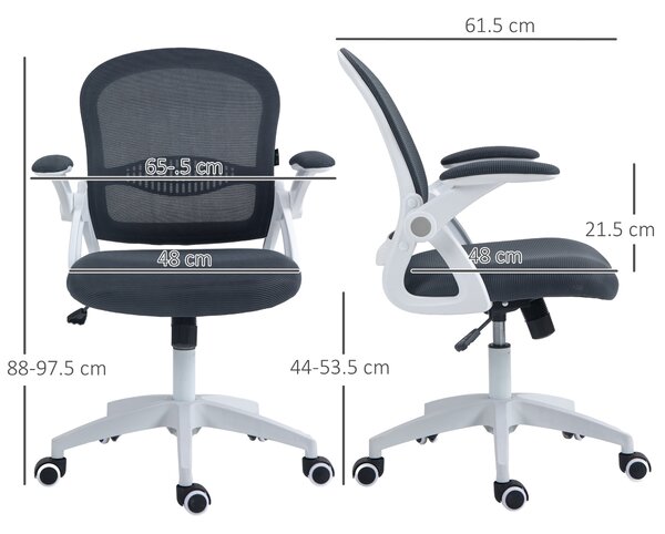 Vinsetto Poltrona da Ufficio Girevole con Schienale a Rete e Altezza Regolabile, Sedia da Ufficio Ergonomica, 65.5x61.5x88-97.5cm, Grigio|Aosom Italy