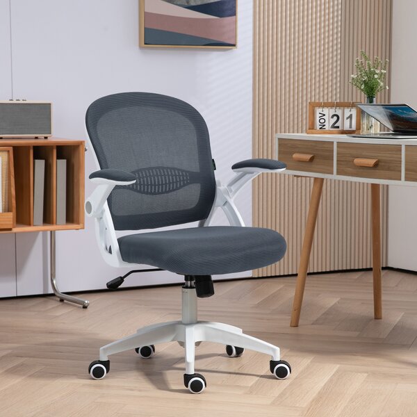 Vinsetto Poltrona da Ufficio Girevole con Schienale a Rete e Altezza Regolabile, Sedia da Ufficio Ergonomica, 65.5x61.5x88-97.5cm, Grigio|Aosom Italy