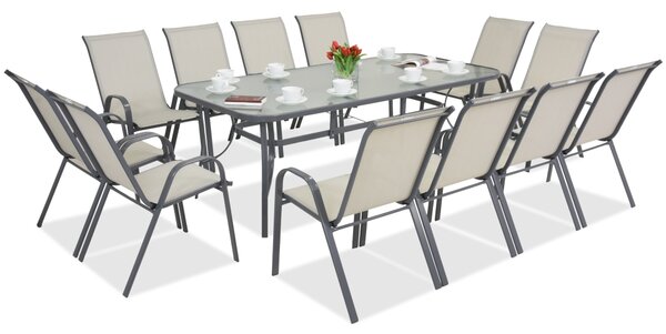 Mobile da giardino Modena in metallo per 12 persone con tavolo grande Garden Point grigio chiaro