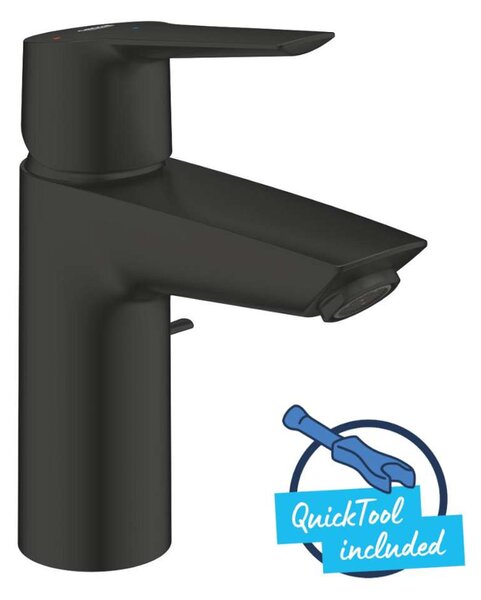 Grohe QuickFix Start - Miscelatore da lavabo, con sistema di scarico, avvio a freddo, nero opaco 311372432