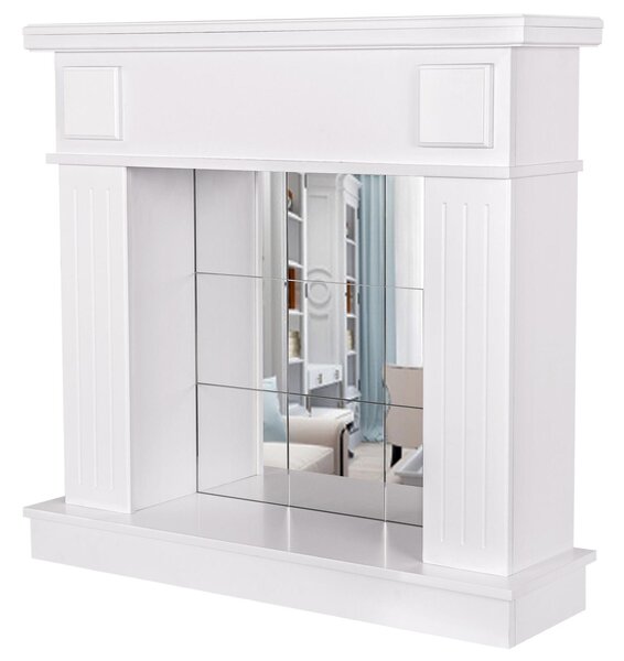 Camino Decorativo da Pavimento 99,7x103,4x27 cm con Specchio Marina Plus Bianco