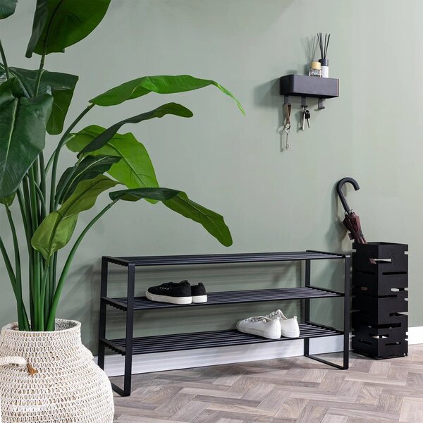 Scarpiera nera in metallo 100x48,5x29 cm Rex – Spinder Design