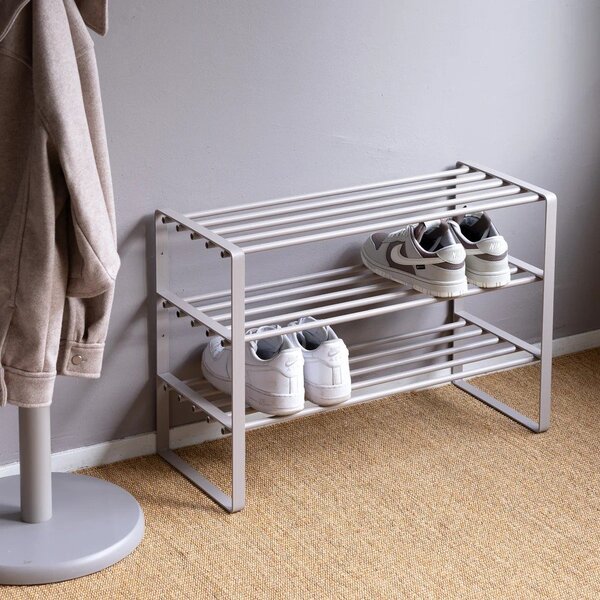 Scarpiera grigio tortora in metallo 70x48,5x29 cm Rex – Spinder Design