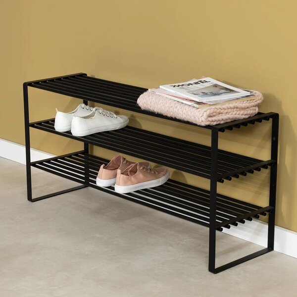 Scarpiera nera in metallo 100x48,5x29 cm Rex – Spinder Design