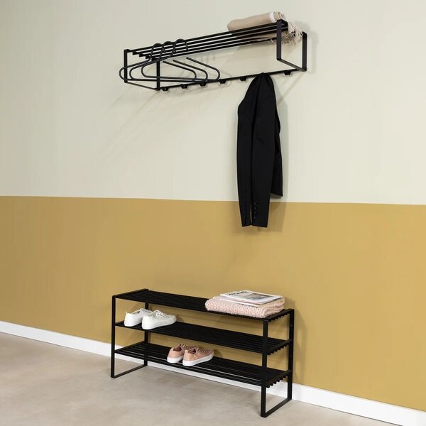 Scarpiera nera in metallo 100x48,5x29 cm Rex – Spinder Design