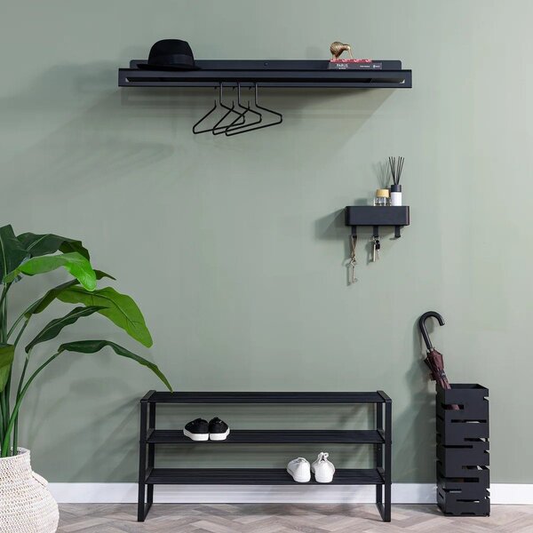 Scarpiera nera in metallo 100x48,5x29 cm Rex – Spinder Design