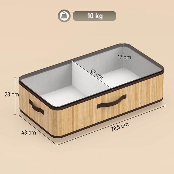 HOMCOM Set 2 Contenitori Sottoletto 60 L con Ruote e Coperchio, 78,5x43x23 cm, Naturale | Aosom Italy