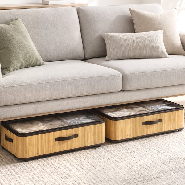 HOMCOM Set 2 Contenitori Sottoletto 60 L con Ruote e Coperchio, 78,5x43x23 cm, Naturale | Aosom Italy
