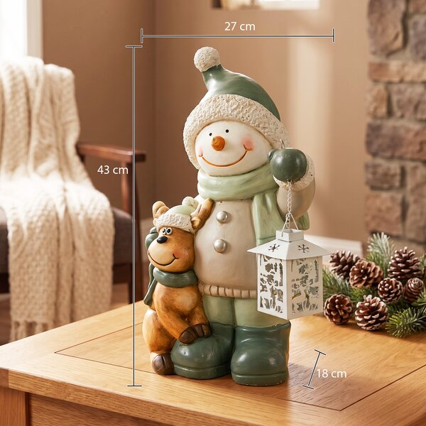 HOMCOM Decorazione Natalizia Pupazzo di Neve 43 cm con Lanterna LED e Timer | Aosom Italy