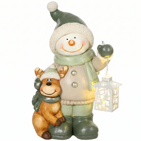HOMCOM Decorazione Natalizia Pupazzo di Neve 43 cm con Lanterna LED e Timer | Aosom Italy