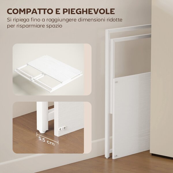 HOMCOM Scrivania Pieghevole Salvaspazio con Stand per Monitor Rimovibile, 100x48x87.5 cm, Bianco | Aosom Italy
