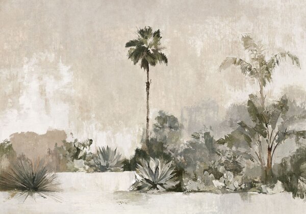 Carta da parati Palme e vegetazione tropicale dai toni tenui, Carta da parati Natura, w05921 : Uwalls.it