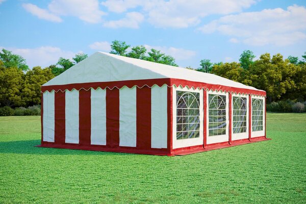 Tenda per feste 5x8 metri, PVC, modello standard, 500 g/m² - Bicolore (rosso e bianco) + OMAGGIO