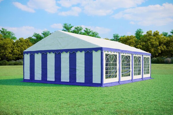 Tenda per feste 6x8 metri, PVC Standard PLUS, 500 g/m² - Blu e bianca + OMAGGIO