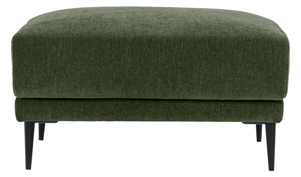 Pouf poggiapiedi in tessuto effetto velluto verde kaki e metallo nero JERRY