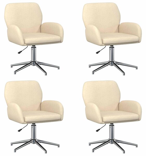 VidaXL Sedie girevoli, confezione da 4, 54 x 58 x 90 cm, colore crema, rivestimento in tessuto