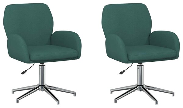VidaXL Sedie girevoli, 2 pezzi, 54 x 58 x 90 cm, verde scuro, rivestite in tessuto