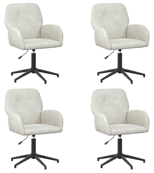VidaXL Sedie girevoli, confezione da 4, 54 x 55 x 90 cm, colore crema, rivestite in velluto
