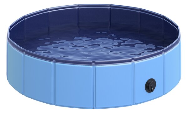 PawHut Piscina per Cani Animali Domestici Portatile Pieghevole in PVC Blu Ø80x20cm