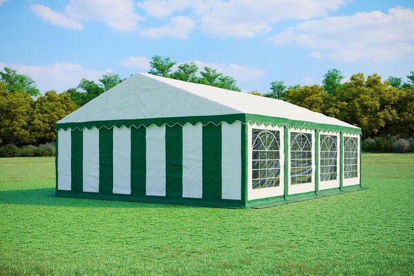 Tenda per feste 6x8 metri, PVC Standard PLUS, 500 g/m² - Verde e bianca + OMAGGIO