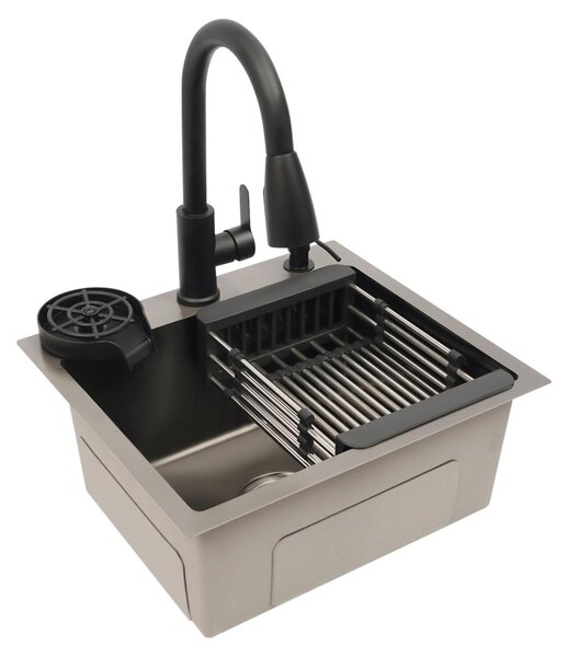 Lavello da cucina in acciaio inossidabile con rubinetto estraibile