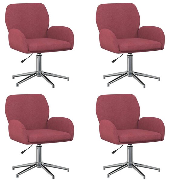 VidaXL Sedie girevoli, confezione da 4, 54 x 58 x 90 cm, color borgogna, rivestite in tessuto