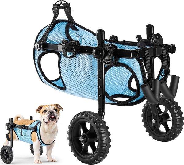 Sedia a rotelle per cani - Ausilio per la deambulazione delle zampe posteriori - Regolabile - Leggera - Ruote ammortizzanti - Per cani paralizzati/feriti - Fino a 15 kg - Taglia M