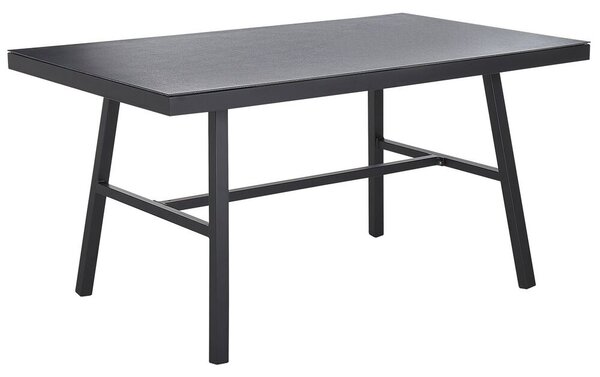 Tavolo da Pranzo da Giardino Nero 150 x 90 cm Struttura in Metallo Alluminio Rettangolare Moderno Industriale Beliani