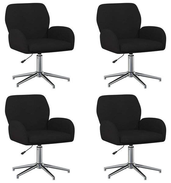 VidaXL Sedie girevoli, confezione da 4, 54 x 58 x 90 cm, nere, rivestite in tessuto