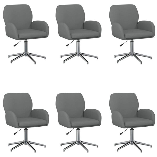 VidaXL Sedie girevoli, 6 pezzi, 54 x 58 x 90 cm, grigio scuro, rivestite in tessuto