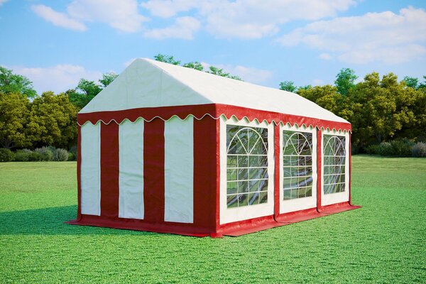 Tenda per feste 3x6 metri, PVC PREMIUM, 500 g/m² - Rosso e bianco