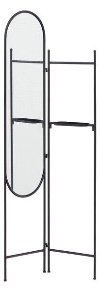 Paravento Vaniria in metallo nero con specchio 82 x 183 cm