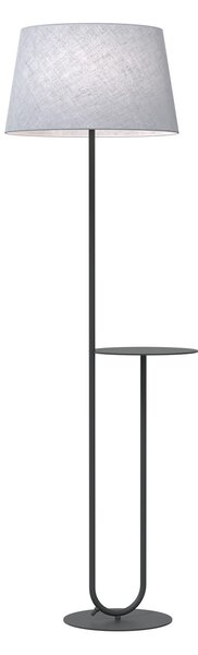 Piantana 1 Luce Horus Paralume In Tessuto Grigio Con Mensola In Acciaio Nero