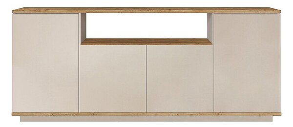 Credenza con 4 ante e 1 ripiano Beige e Naturale - LOTULA
