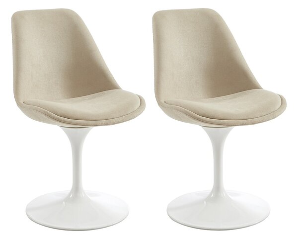 Sedia in Tessuto testurizzato e Acciaio Beige e Bianco - Lotto di 2 - XAFY