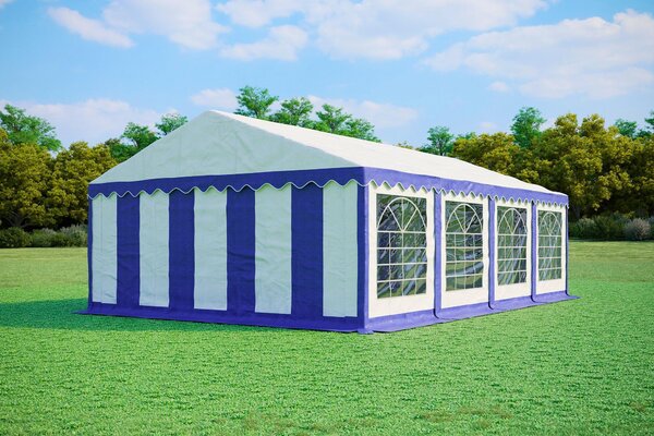Tenda per feste 5x8 metri, PVC PREMIUM, 500 g/m² - Blu e bianca + OMAGGIO
