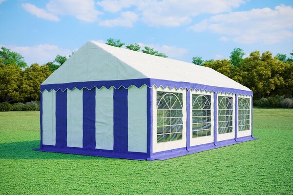 Tenda per feste 4x8 metri, PVC PREMIUM, 500 g/m² - Blu e bianca