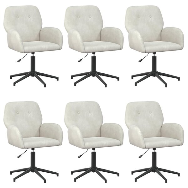 VidaXL Sedie girevoli, 6 pezzi, 54 x 55 x 90 cm, color crema, in velluto