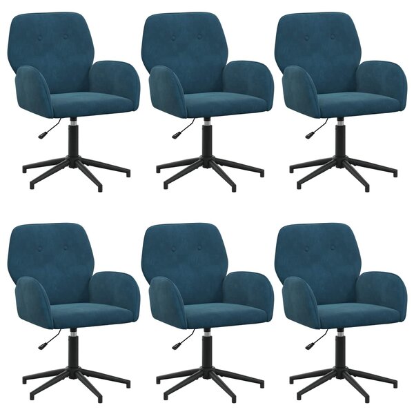 VidaXL Sedie girevoli, 6 pezzi, 54 x 55 x 90 cm, blu, in velluto (V)