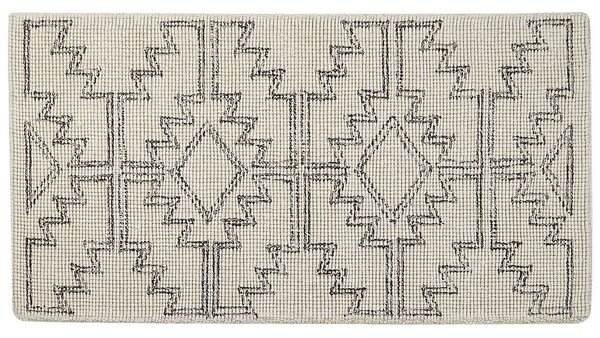 Tappeto beige e nero lana 80 x 150 cm trapuntato a mano motivo geometrico boho soggiorno camera da letto Beliani