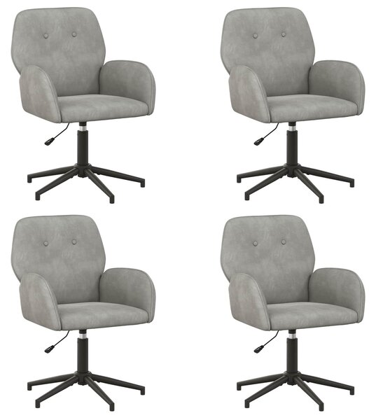 VidaXL Sedie girevoli, confezione da 4, 54 x 55 x 90 cm, grigio chiaro, rivestite in velluto (V)