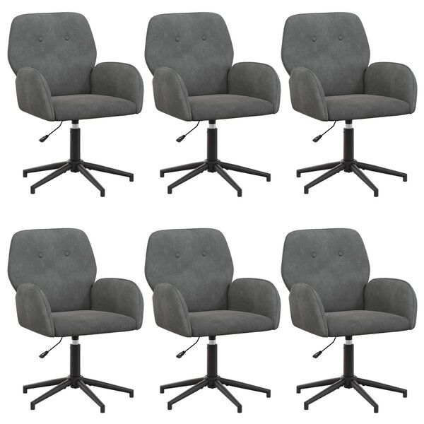 VidaXL Sedie girevoli, 6 pezzi, 54 x 55 x 90 cm, grigio scuro, velluto (V)