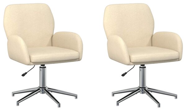 VidaXL Sedie girevoli, 2 pezzi, 54 x 58 x 90 cm, colore crema, rivestimento in tessuto